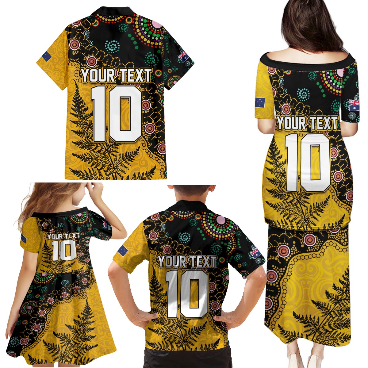Custom New Zealand and Australia Rugby Family Matching Puletasi and Hawaiian Shirt Maori Warrior With Aboriginal Version LT03 - Polynesian Pride