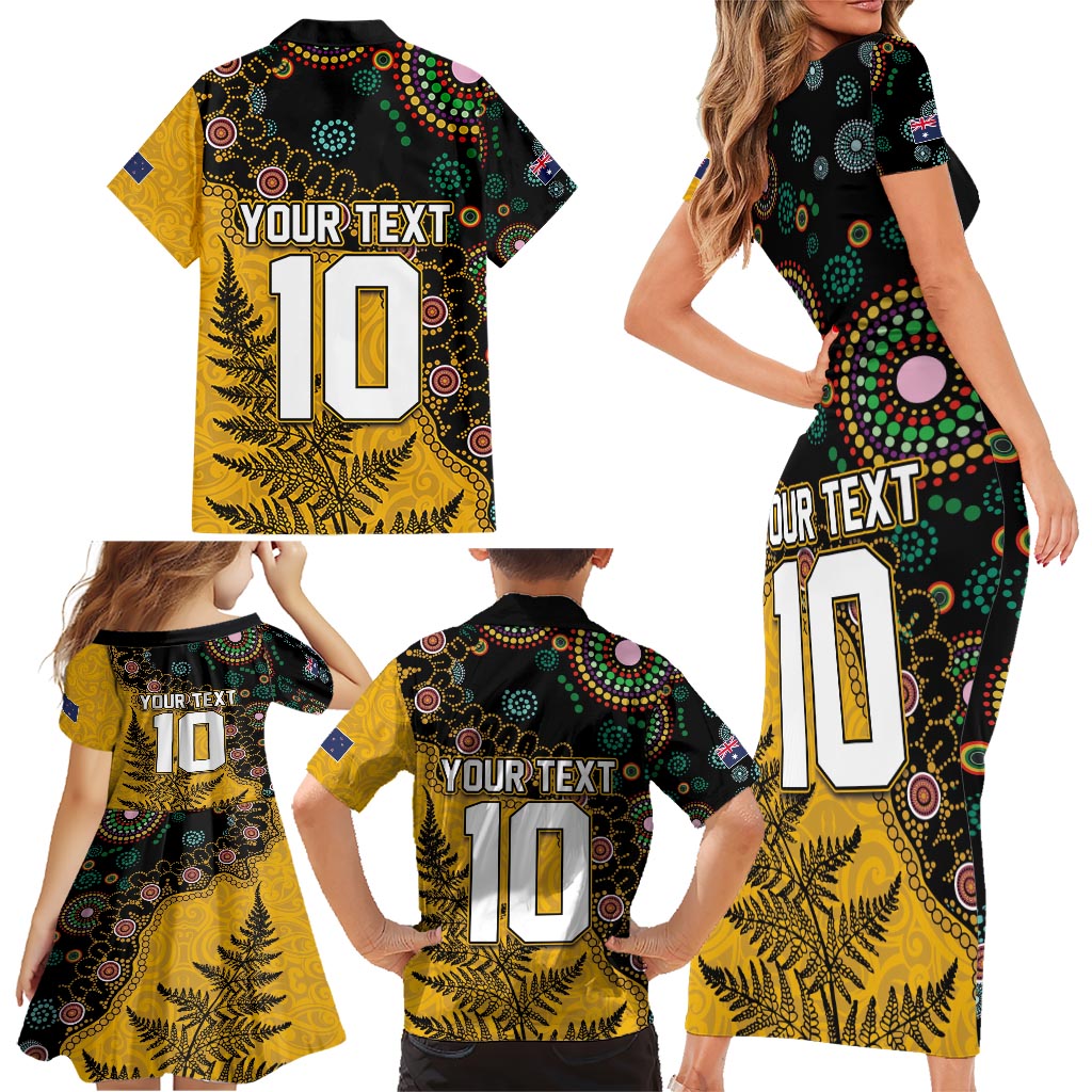 Custom New Zealand and Australia Rugby Family Matching Short Sleeve Bodycon Dress and Hawaiian Shirt Maori Warrior With Aboriginal Version LT03 - Polynesian Pride