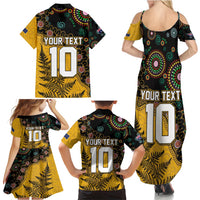 Custom New Zealand and Australia Rugby Family Matching Summer Maxi Dress and Hawaiian Shirt Maori Warrior With Aboriginal Version LT03 - Polynesian Pride