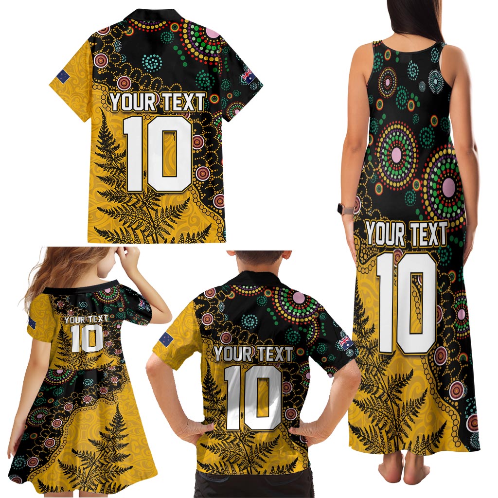 Custom New Zealand and Australia Rugby Family Matching Tank Maxi Dress and Hawaiian Shirt Maori Warrior With Aboriginal Version LT03 - Polynesian Pride
