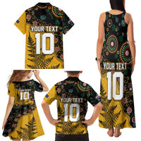 Custom New Zealand and Australia Rugby Family Matching Tank Maxi Dress and Hawaiian Shirt Maori Warrior With Aboriginal Version LT03 - Polynesian Pride