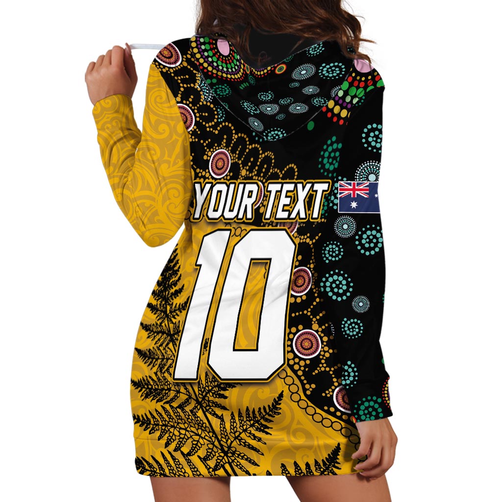 Custom New Zealand and Australia Rugby Hoodie Dress Maori Warrior With Aboriginal Version LT03 - Polynesian Pride
