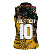 Custom New Zealand and Australia Rugby Women Sleeveless Polo Shirt Maori Warrior With Aboriginal Version LT03 - Polynesian Pride