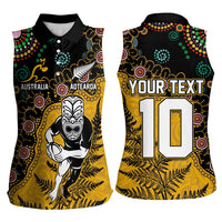 Custom New Zealand and Australia Rugby Women Sleeveless Polo Shirt Maori Warrior With Aboriginal Version LT03 - Polynesian Pride