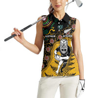 Custom New Zealand and Australia Rugby Women Sleeveless Polo Shirt Maori Warrior With Aboriginal Version LT03 - Polynesian Pride