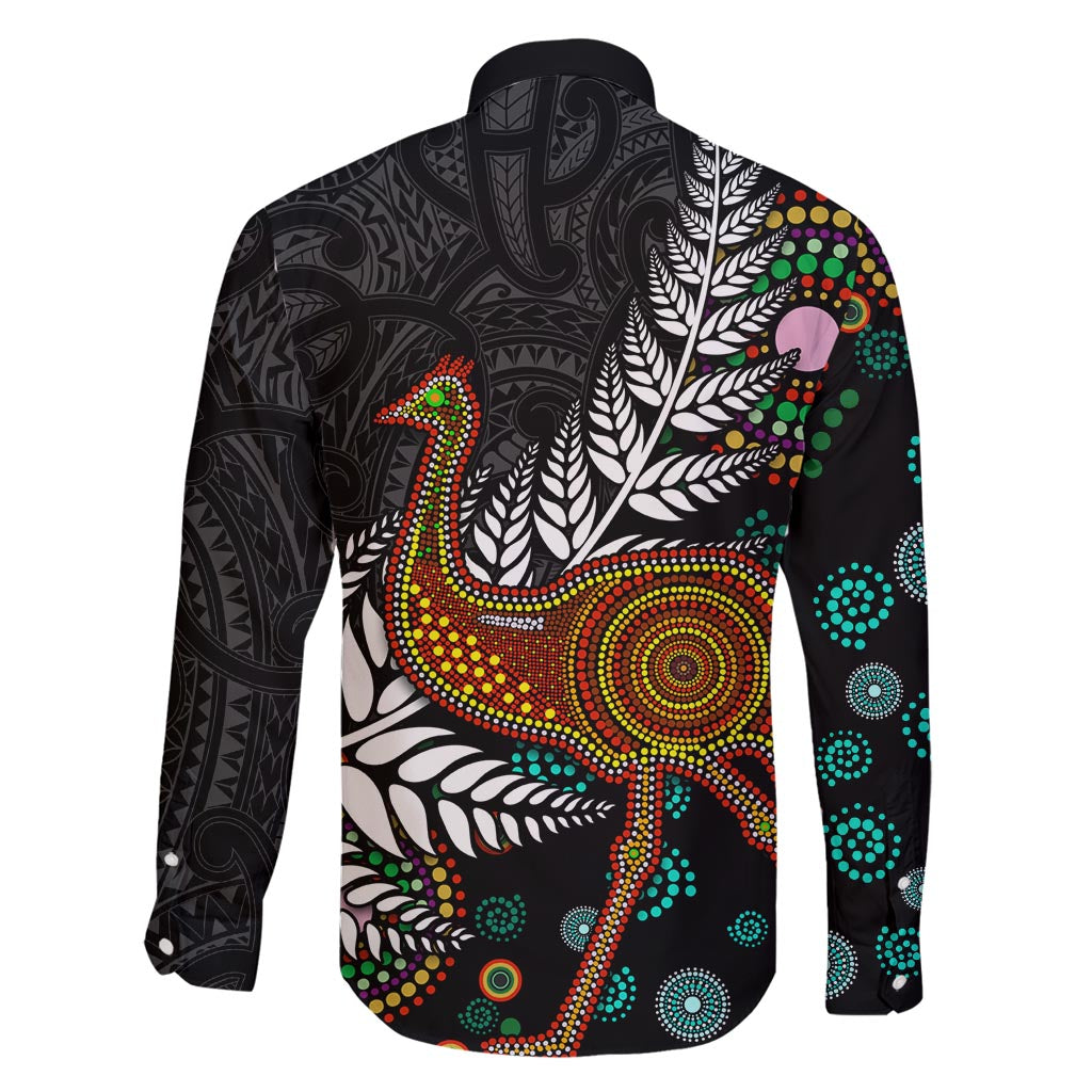 New Zealand Fern and Australia Emu Family Matching Summer Maxi Dress and Hawaiian Shirt Aboriginal Mix Maori Pattern LT03 - Polynesian Pride