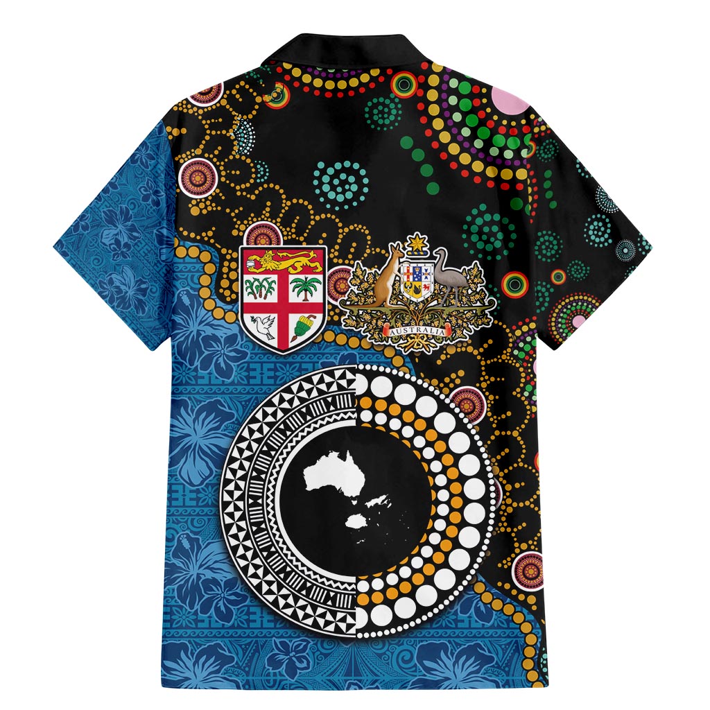Fiji Palm Tree and Australia Kangaroo Family Matching Mermaid Dress and Hawaiian Shirt Aboriginal Mix Tapa Pattern LT03 - Polynesian Pride