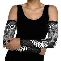 Aotearoa Maori Sea Animals Tribal Arm Sleeves Manta Ray and Shark Moko Pattern Black Color
