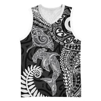 Aotearoa Maori Sea Animals Tribal Basketball Jersey Manta Ray and Shark Moko Pattern Black Color LT03 Unisex Black - Polynesian Pride