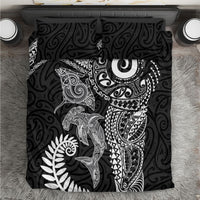 Aotearoa Maori Sea Animals Tribal Bedding Set Manta Ray and Shark Moko Pattern Black Color LT03 Black - Polynesian Pride