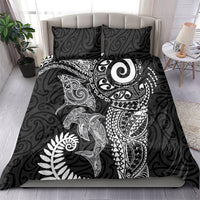 Aotearoa Maori Sea Animals Tribal Bedding Set Manta Ray and Shark Moko Pattern Black Color LT03 - Polynesian Pride
