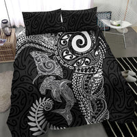 Aotearoa Maori Sea Animals Tribal Bedding Set Manta Ray and Shark Moko Pattern Black Color LT03 - Polynesian Pride