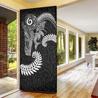 Aotearoa Maori Sea Animals Tribal Door Cover Manta Ray and Shark Moko Pattern Black Color LT03 - Polynesian Pride