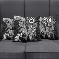 Aotearoa Maori Sea Animals Tribal Pillow Cover Manta Ray and Shark Moko Pattern Black Color