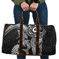 Aotearoa Maori Sea Animals Tribal Travel Bag Manta Ray and Shark Moko Pattern Black Color LT03 Black - Polynesian Pride
