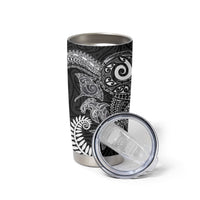 Aotearoa Maori Sea Animals Tribal Tumbler Cup Manta Ray and Shark Moko Pattern Black Color LT03 - Polynesian Pride