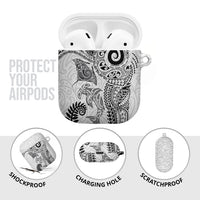 Aotearoa Maori Sea Animals Tribal AirPods Case Manta Ray and Shark Moko Pattern White Color LT03 - Polynesian Pride