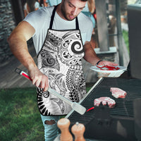 Aotearoa Maori Sea Animals Tribal Apron Manta Ray and Shark Moko Pattern White Color