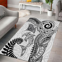 Aotearoa Maori Sea Animals Tribal Area Rug Manta Ray and Shark Moko Pattern White Color