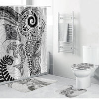 Aotearoa Maori Sea Animals Tribal Bathroom Set Manta Ray and Shark Moko Pattern White Color LT03 Bathroom Set (4 pcs) White - Polynesian Pride
