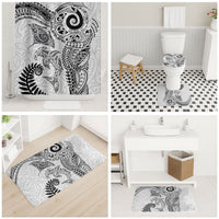Aotearoa Maori Sea Animals Tribal Bathroom Set Manta Ray and Shark Moko Pattern White Color LT03 - Polynesian Pride