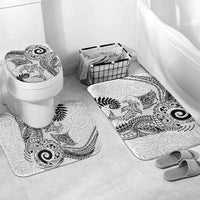 Aotearoa Maori Sea Animals Tribal Bathroom Set Manta Ray and Shark Moko Pattern White Color LT03 Mat Set Only (3 pcs) One Size White - Polynesian Pride
