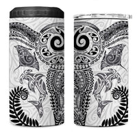 Aotearoa Maori Sea Animals Tribal 4 in 1 Can Cooler Tumbler Manta Ray and Shark Moko Pattern White Color LT03 One Size: 16 oz White - Polynesian Pride