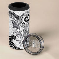 Aotearoa Maori Sea Animals Tribal 4 in 1 Can Cooler Tumbler Manta Ray and Shark Moko Pattern White Color LT03 - Polynesian Pride