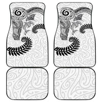 Aotearoa Maori Sea Animals Tribal Car Mats Manta Ray and Shark Moko Pattern White Color