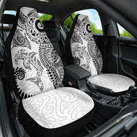 Aotearoa Maori Sea Animals Tribal Car Seat Cover Manta Ray and Shark Moko Pattern White Color LT03 One Size White - Polynesian Pride