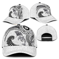Aotearoa Maori Sea Animals Tribal Classic Cap Manta Ray and Shark Moko Pattern White Color LT03 - Polynesian Pride