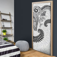 Aotearoa Maori Sea Animals Tribal Door Cover Manta Ray and Shark Moko Pattern White Color LT03 - Polynesian Pride