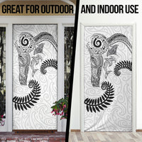Aotearoa Maori Sea Animals Tribal Door Cover Manta Ray and Shark Moko Pattern White Color LT03 - Polynesian Pride