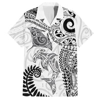Aotearoa Maori Sea Animals Tribal Hawaiian Shirt Manta Ray and Shark Moko Pattern White Color LT03 White - Polynesian Pride