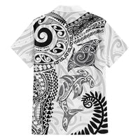 Aotearoa Maori Sea Animals Tribal Hawaiian Shirt Manta Ray and Shark Moko Pattern White Color LT03 - Polynesian Pride