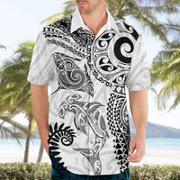 Aotearoa Maori Sea Animals Tribal Hawaiian Shirt Manta Ray and Shark Moko Pattern White Color LT03 - Polynesian Pride