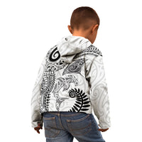 Aotearoa Maori Sea Animals Tribal Kid Hoodie Manta Ray and Shark Moko Pattern White Color LT03 - Polynesian Pride