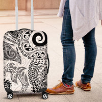 Aotearoa Maori Sea Animals Tribal Luggage Cover Manta Ray and Shark Moko Pattern White Color LT03 White - Polynesian Pride