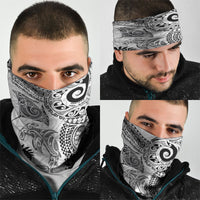 Aotearoa Maori Sea Animals Tribal Neck Gaiter Manta Ray and Shark Moko Pattern White Color
