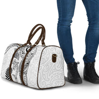 Aotearoa Maori Sea Animals Tribal Travel Bag Manta Ray and Shark Moko Pattern White Color LT03 - Polynesian Pride