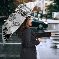 Aotearoa Maori Sea Animals Tribal Umbrella Manta Ray and Shark Moko Pattern White Color LT03 - Polynesian Pride