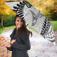 Aotearoa Maori Sea Animals Tribal Umbrella Manta Ray and Shark Moko Pattern White Color LT03 - Polynesian Pride