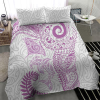 Aotearoa Maori Sea Animals Tribal Bedding Set Manta Ray and Shark Moko Pattern Pink Color