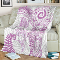 Aotearoa Maori Sea Animals Tribal Blanket Manta Ray and Shark Moko Pattern Pink Color