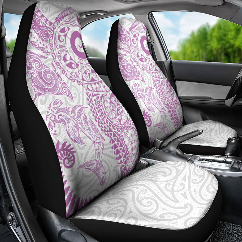 Aotearoa Maori Sea Animals Tribal Car Seat Cover Manta Ray and Shark Moko Pattern Pink Color LT03 - Polynesian Pride