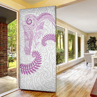 Aotearoa Maori Sea Animals Tribal Door Cover Manta Ray and Shark Moko Pattern Pink Color LT03 - Polynesian Pride