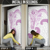 Aotearoa Maori Sea Animals Tribal Door Cover Manta Ray and Shark Moko Pattern Pink Color LT03 - Polynesian Pride
