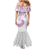 Aotearoa Maori Sea Animals Tribal Family Matching Mermaid Dress and Hawaiian Shirt Manta Ray and Shark Moko Pattern Pink Color LT03 - Polynesian Pride