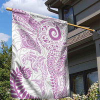 Aotearoa Maori Sea Animals Tribal Garden Flag Manta Ray and Shark Moko Pattern Pink Color LT03 - Polynesian Pride