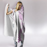 Aotearoa Maori Sea Animals Tribal Hooded Blanket Manta Ray and Shark Moko Pattern Pink Color LT03 - Polynesian Pride
